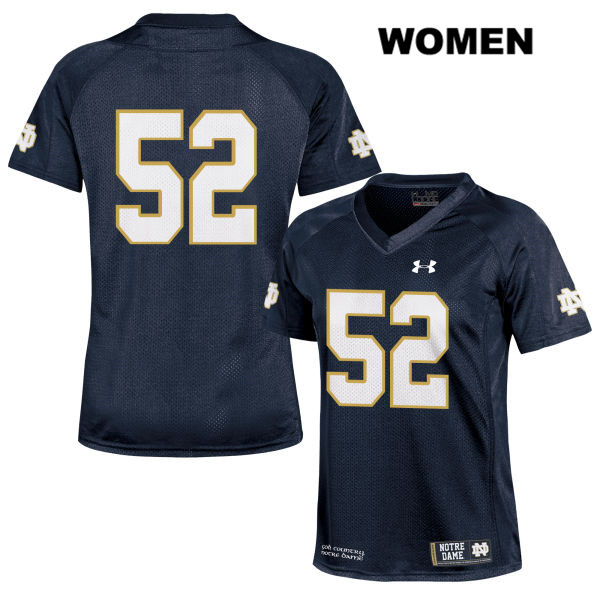 Women's NCAA Notre Dame Fighting Irish #52 Bo Bauer Stitched College Under Armour Authentic Navy No Name Football Jersey HQ10I50FS